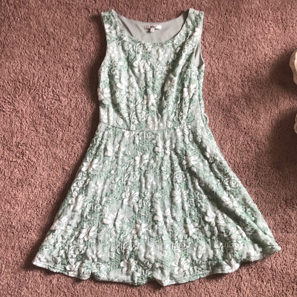 Green, floral dress
